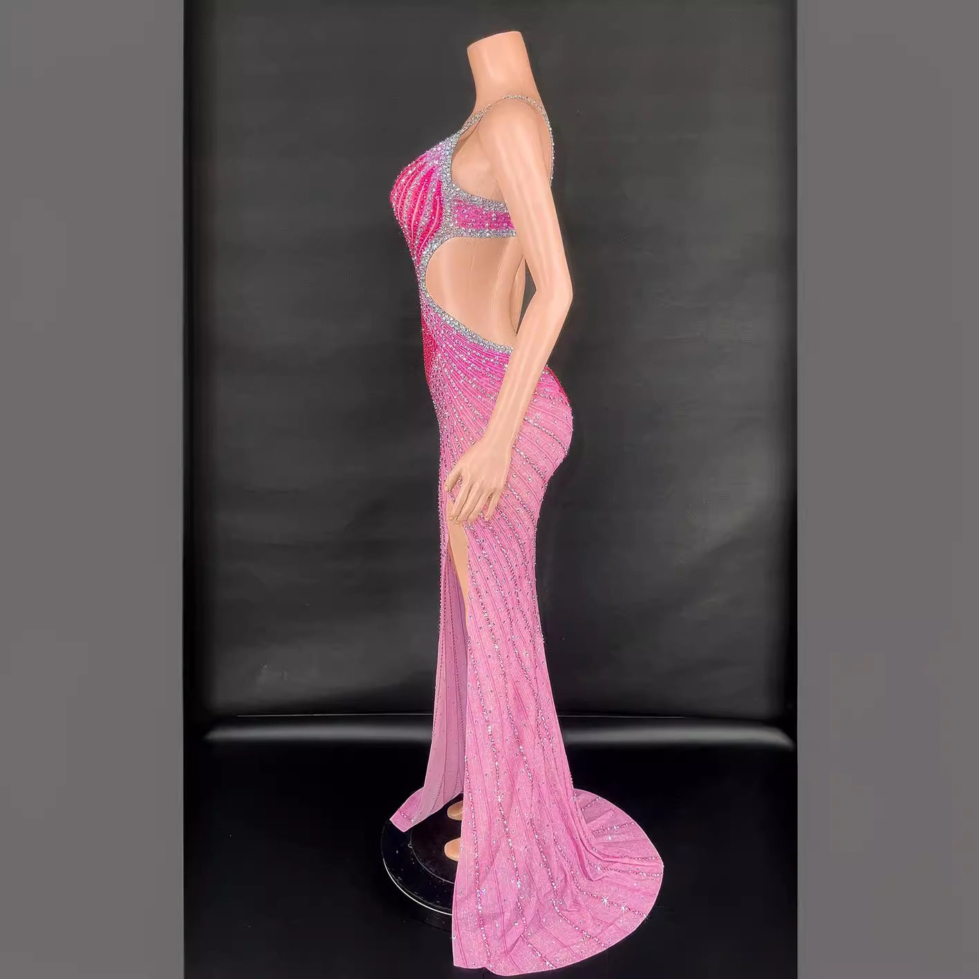 Sling Super Shiny Light Diamond Cinched Bodycon Sleeveless Dress