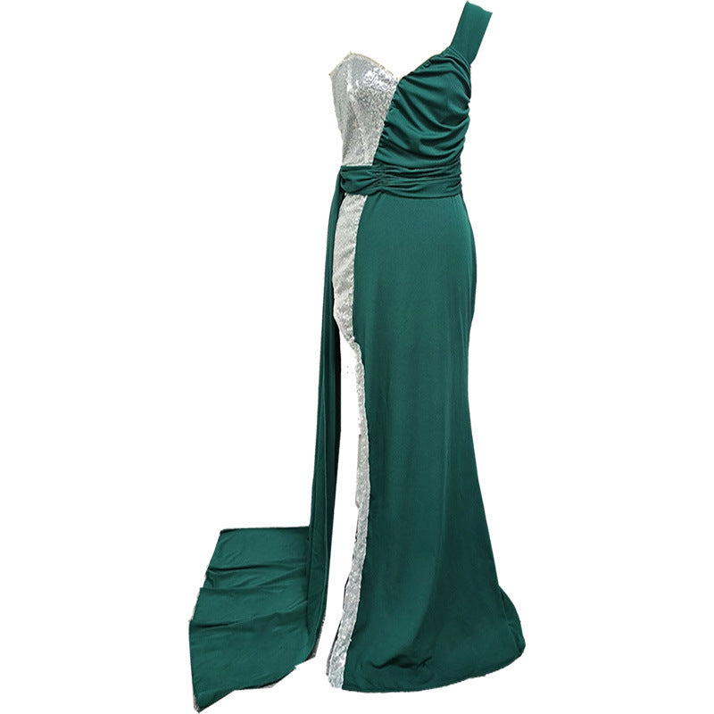 Elegant Heavy Work Gilding Split Expansion Prom Dress